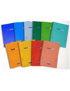 Paq 8 cuaderno espiral 4º 80h 90g liso tauroplastic